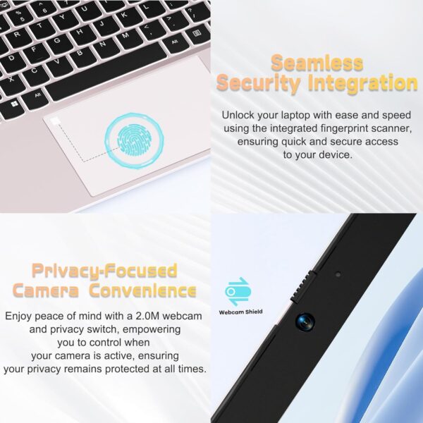 NIMO 15.6'' FHD IPS Student Laptop, 16GB RAM 1TB SSD, Intel Pentium Quad-Core N100(Beat to i3 1115G4, Up to 3.4GHz), 2 Years Warranty, Fingerprint, Backlit Keyboard, Wi-Fi 6，Win 11, Rose Gold - Image 8