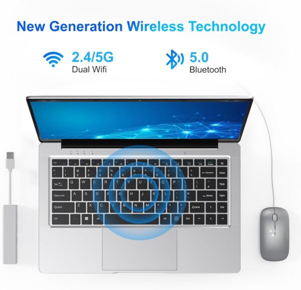 Laptop Computer, 14.1" Dual-Core Cerelon N4000 6GB RAM 128GB SSD Portable Laptop, 1366x768 IPS Display Fanless Design Laptop, WiFi 2.4/5G, Bluetooth 5.0, USB 3.0, Mini HDMI, Include USB-C Hub - Image 7