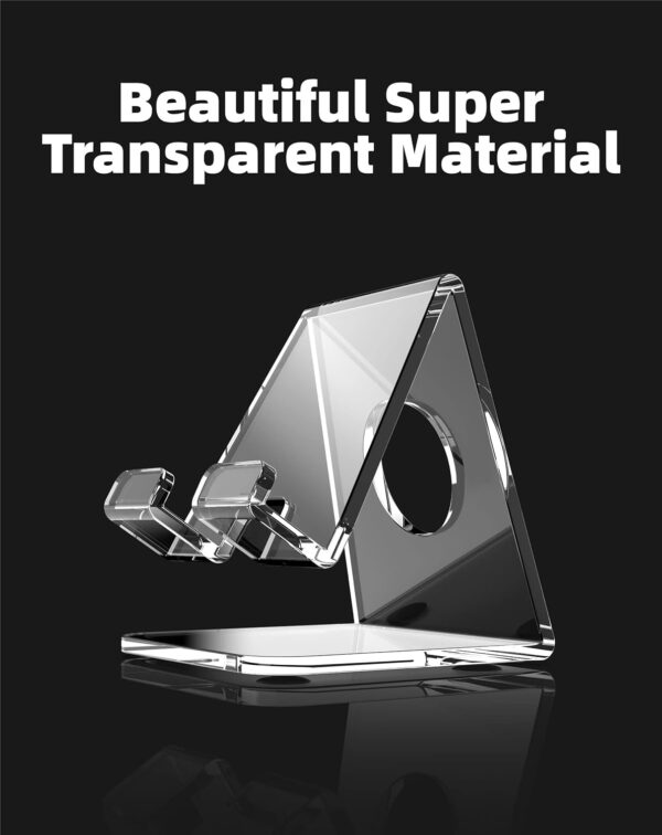 TOPGO Acrylic Cell Phone Stand, Clear Phone Holder for Office Desk, Vanity, Kitchen, Bedside Table, Compatible with iPhone/Smartphones/iPad/Switch/Kindle, Office Desk Accessories, Desk Organization - Image 8