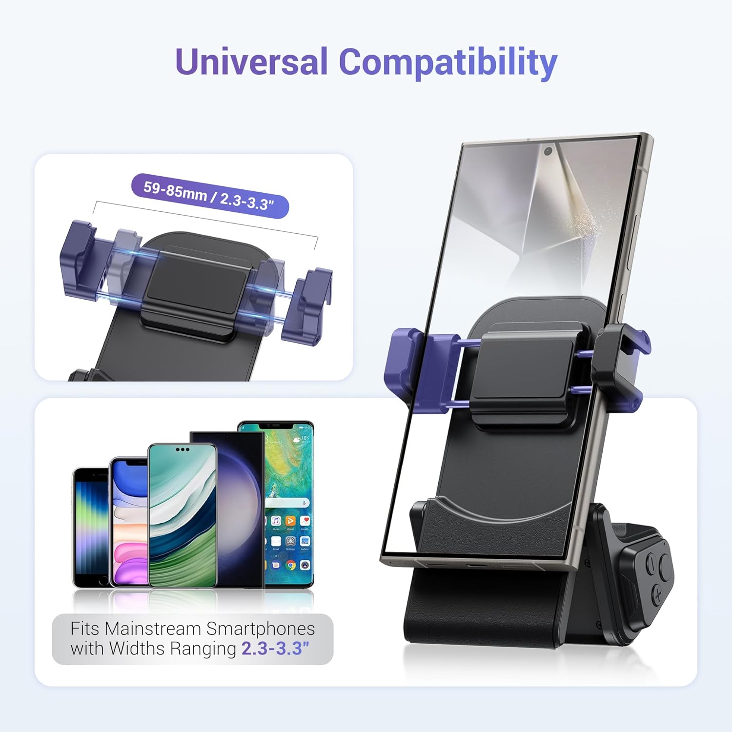 KIWIFOTOS Universal Phone Camera Grip Android Zoomable Phone Tripod Mount with Remote Control & Cold Shoe Adapter for iPhone 16 Samsung Travel Selfie Vlog Video Shooting Camera Grip (Black) - Image 3