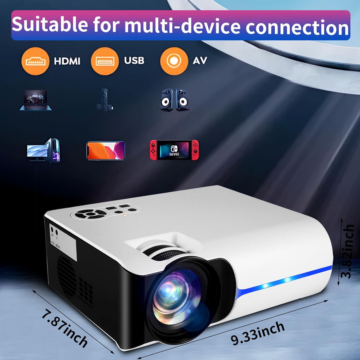 Smart HD Projector with 5G WIFI and Bluetooth, Netflix/Amazn Prime Video Certified, Dolby Audio, Outdoor Projector, 200-inch Zoom Home Theater Projector, Compatible with TV Stick, iOS, Android - Image 6
