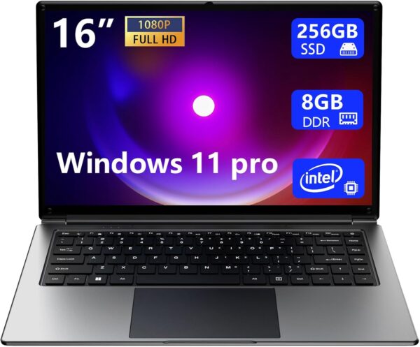 Morostron Laptop 16-inch 8GB DDR 256GB SSD Portable Laptop,Expandable to 1TB Pentium Quad-core CPU up to2.6 GHz 9000mAh Battery Mini HDMI Interface USB3.0 Interface Dual-Band WiFi Webcam Slim laptops