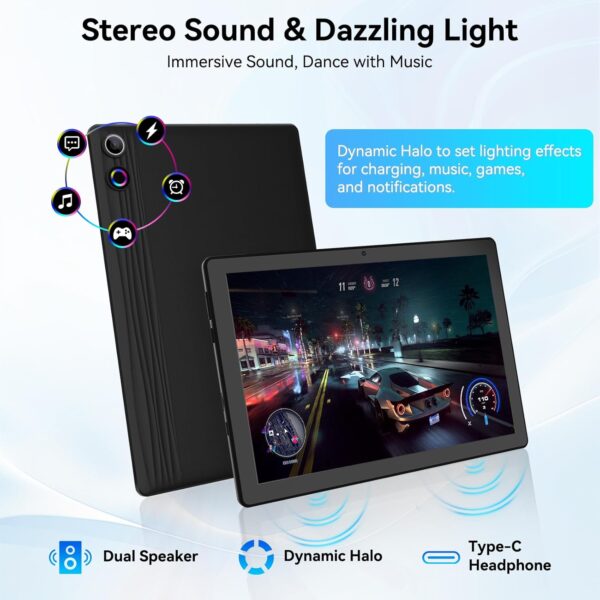 Tablet, Android Tablet, 16GB RAM 128GB ROM 1TB Expansion, 8-Core Processor, Android 14 Tablet 11 inch 1280x800 FHD Touch Screen, Widevine L1, Dynamic Halo, Dual Camera, WiFi6,BT5.3, 6800mAh Battery - Image 7