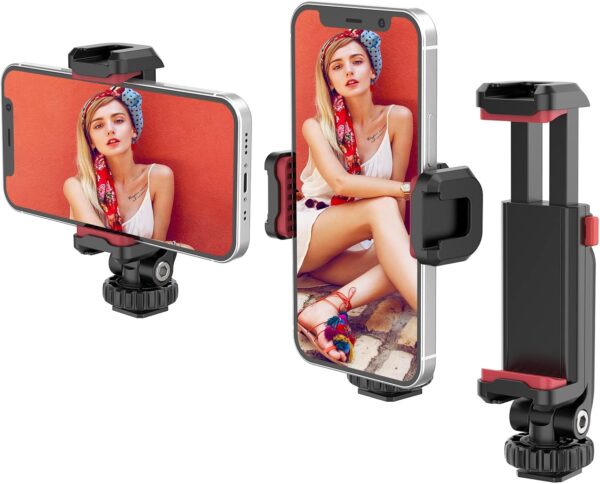 ULANZI Phone Tripod Mount ST-06S, New Universal Smartphone Mount Adapter with 2 Cold Shoe, 360° Rotates Adjustable Cell Phone Clip Clamp Holder, Compatible with iPhone, Samsung Galaxy and All Phones - Image 8