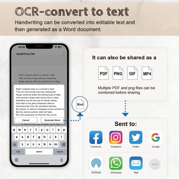 3in1 Digital Smart Pen, Smartpen Writing Set-Smart pens for Note Taking, Real-time Digital Synchronization Compatible for iOS and Android Smartphone, Smart Pen and Notebook and Writing pad - Image 4