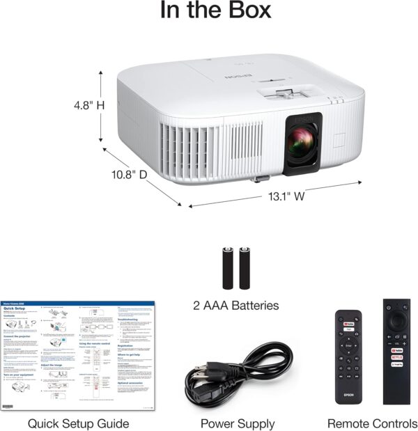 EPSON 2022 New Upgrade Home Cinema 2350 4K PRO-UHD Smart Gaming Projector with Android TV, 3-Chip 3LCD, HDR10, HLG, 2,800 Lumens, Low Latency, 10 W Speaker, Bluetooth, Streaming Capability - Image 3