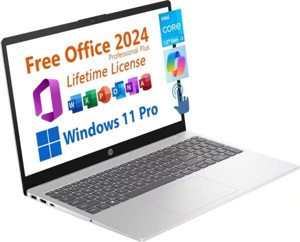 HP 15.6" Business Laptop, Free Microsoft Office 2024 Lifetime License, Copilot AI Chat, HD Touchscreen Display, Intel 6-Core i3-1215U 4.4 GHz, 16GB RAM, 1TB SSD, Long Battery Life, Windows 11 Pro - Image 2