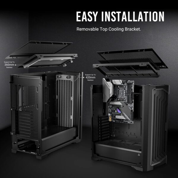 Antec Performance 1 FT, Full Tower, RTX40 Fully Compatible, Temp Display, 4 x Storm T3 PWM Fans, Type-C, Dual TG Side Panels, Removable Top Bracket, High Airflow Mesh Front Panel, E-ATX PC Gaming Case - Image 6
