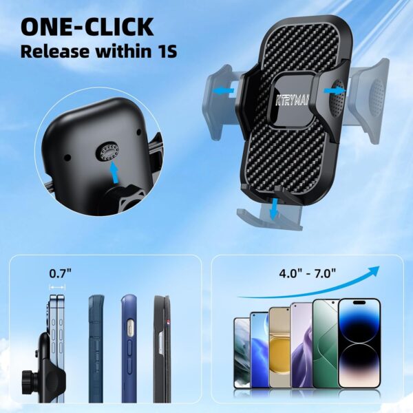 Universal Car Phone Holder Mount for Your Car Windshield Dashboard Air Vent, Car Mount Cell Phone Holder Desk Stand with Suction Cup Base and Telescopic Arm for iPhone Smartphones Cellphone - Image 3