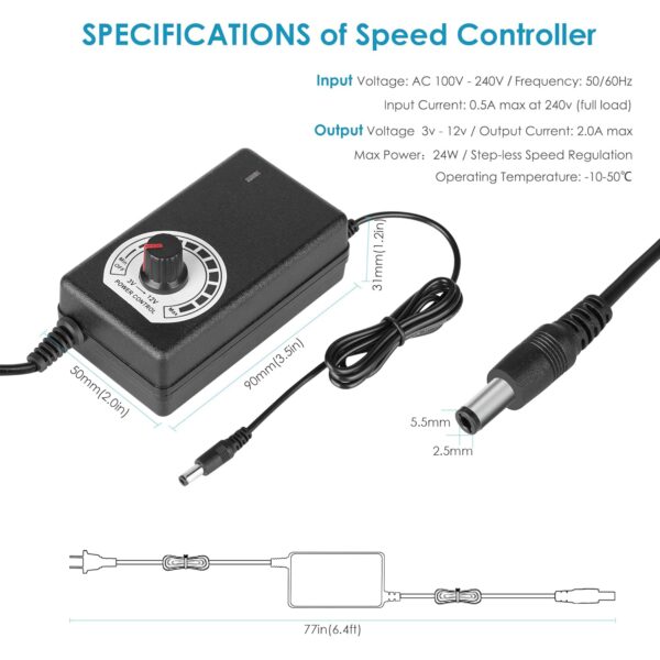 120mm AC Powered Fan with Vriable Speed Controller, AC 110V to 220V Vriable Speed Fan for Receiver Amplifier DVR PlayStation Component Cooling - Image 3