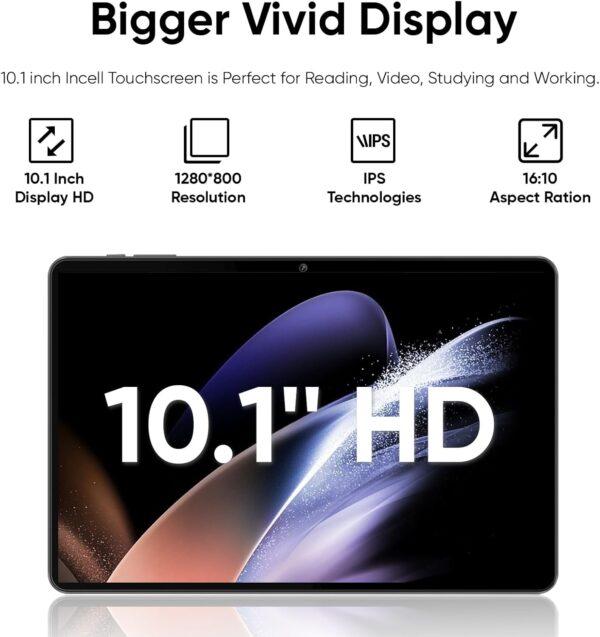 Tablet 10.1 inch Android 14 Tablets with Case, 6GB RAM 64GB ROM 1TB Expand, 2.0GHz Processor, 1280x800 IPS Touch Screen, 6000mAh, BT5.0, Dual Camera, GPS, WiFi (Blue) - Image 4