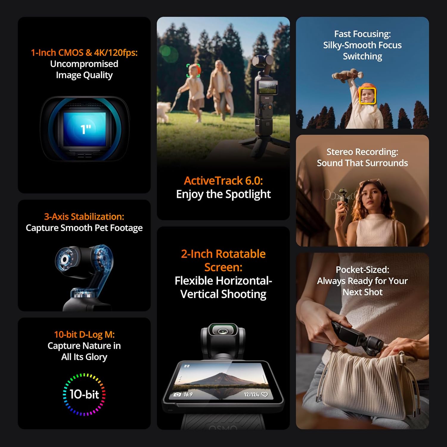 DJI Osmo Pocket 3, Vlogging Camera with 1'' CMOS & 4K/120fps Video, 3-Axis Stabilization, Fast Focusing, Face/Object Tracking, 2" Rotatable Touchscreen, Digital Camera for Photography, YouTube - Image 5