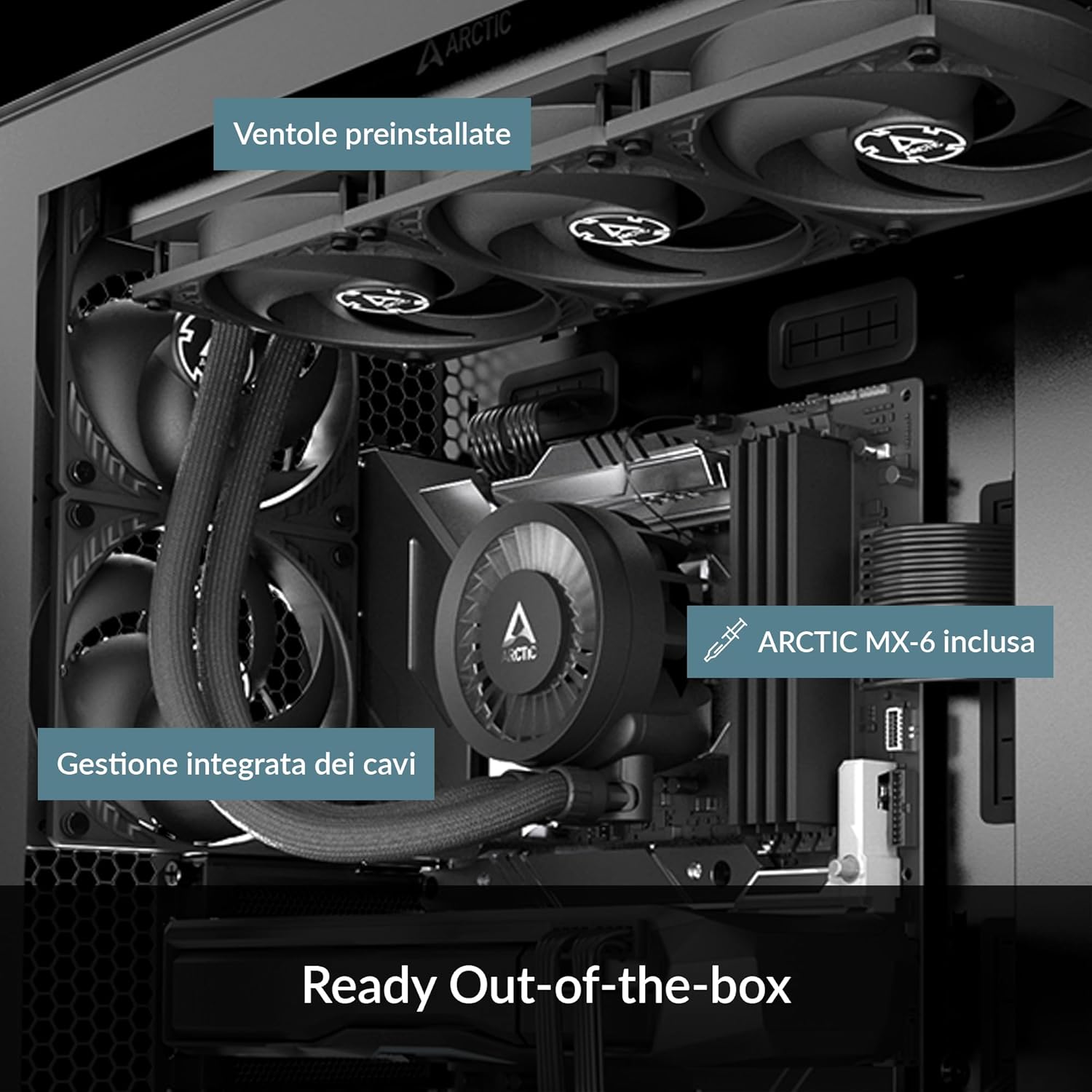 ARCTIC Liquid Freezer III 360 - CPU AIO Water Cooler, Water Cooling PC, Intel & AMD, Efficient PWM-Controlled Pump, Fan: 200–1800 RPM, LGA1851 and LGA1700 Contact Frame - Black - Image 2