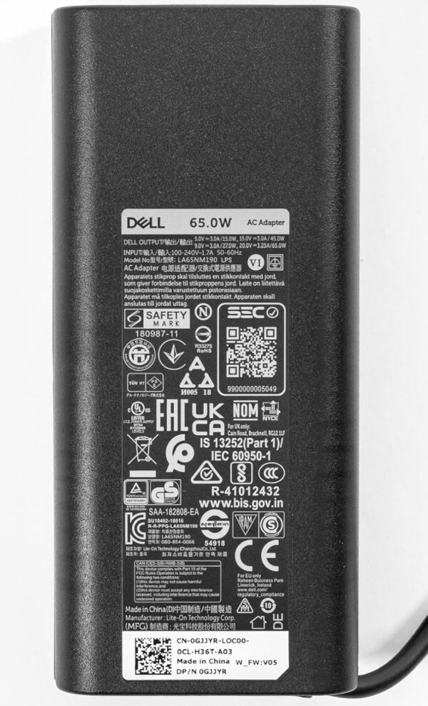 Dell 65W USB-C Laptop Charger for XPS and Latitude 5000 - Power Cord Included - Image 3