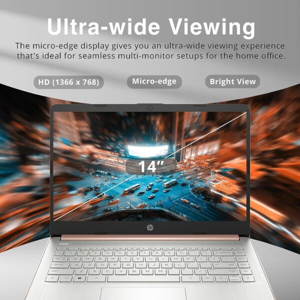 HP-Laptops 14inch-Rose Gold Windows 11-32GB RAM - 192GB Storage - Microsoft 365 - Quad-core Intel Celeron N4120 - USB Type-C - SD Card Reader - 13Hours Battery Life - Wireless-AC - HDMI - Image 2