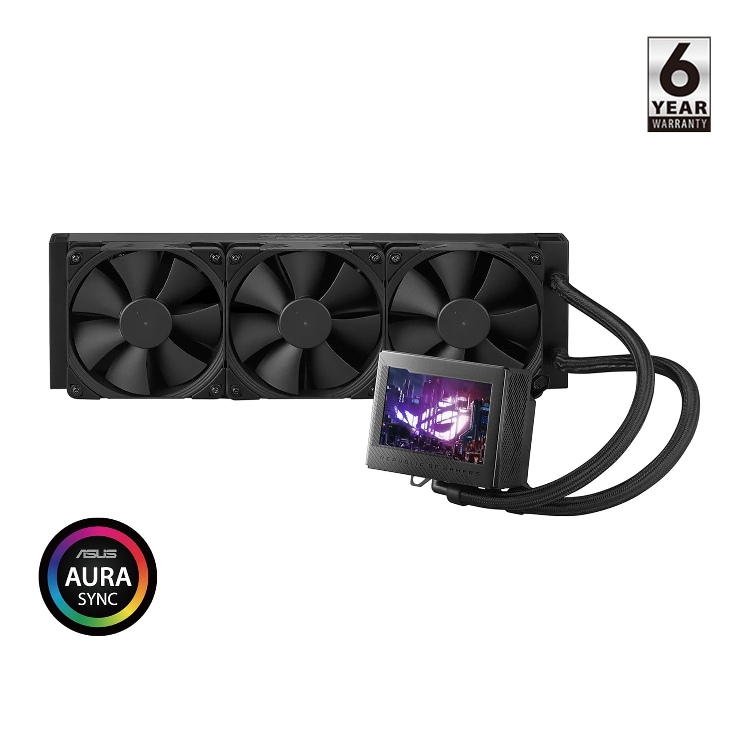 ASUS ROG Ryujin III 360 All-in-one Liquid CPU Cooler with 360mm Radiator. Asetek 8th gen Pump, 3X Noctua industrialPPC 120mm Fans, 3.5” Color LCD - Image 5