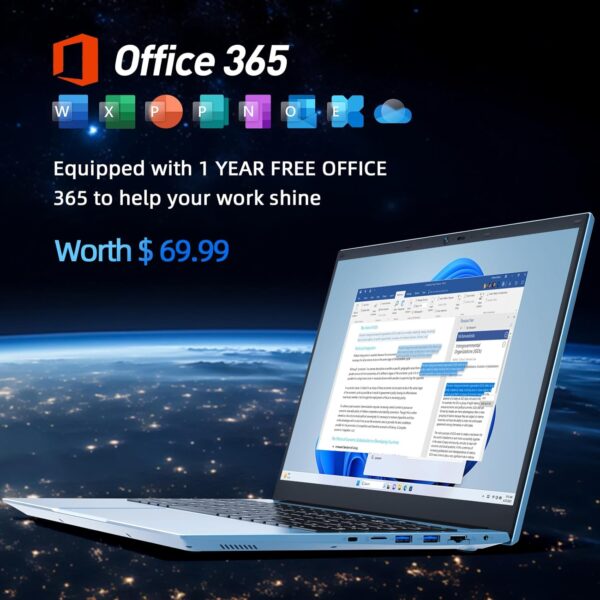 15.6 Inch Laptops, Windows 11 Laptop with 36GB RAM 128GB EMMC 2048GB SSD, Celeron N5095 Quad-Core, WiFi 6, 180° Open Angle, HDMI, Type-C, 7000mAh Battery, USB 3.2 * 3, Portable Notebook - Image 4