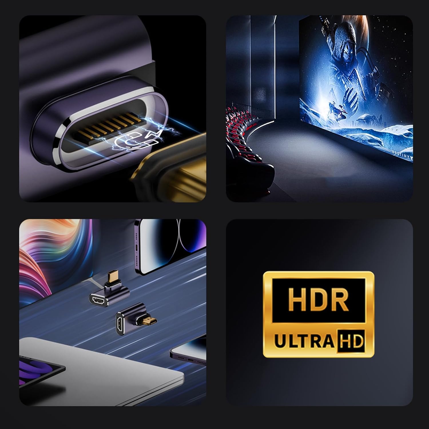 Adapter Straight Head Male to 90 Degree Female HDTV Conversion Converter for Intelligent Home Entertainment - Image 2