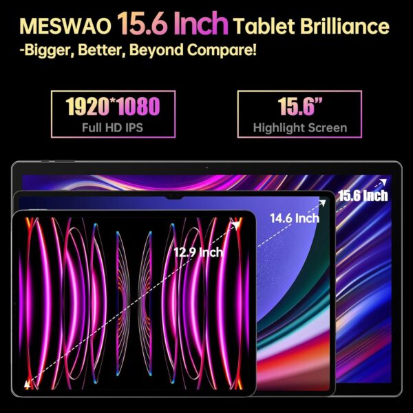 Tablet 15.6 Inch Android 14 Tablet Upgraded, Large Tablet with 1080P IPS HD Display, 8Core, G99, 6GB+128GB, Wi-Fi 5, Max512G TF Card, 12000mAh All-Day Battery Life, 5+13MP Cameras-Space Gray - Image 2