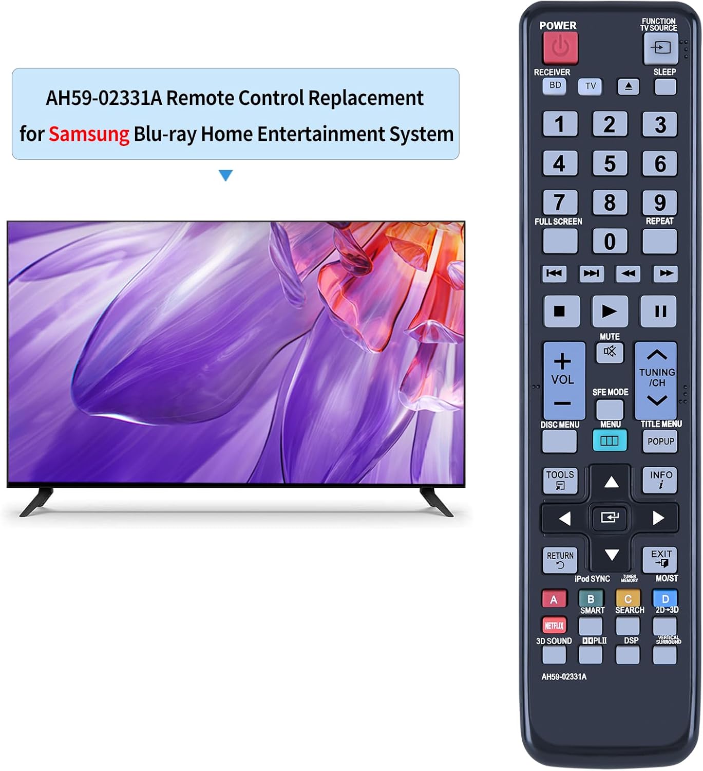 AH59-02331A Replaced Remote Control for Samsung Blu-ray Home Entertainment System HTD6500W HTD6730W HT-D6500W HT-D6730W - Image 2