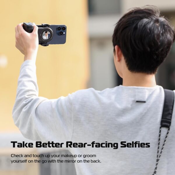 ULANZI Selfie Phone Tripod Mount MA35, 2-in-1 Magnetic & Phone Clip Camera Grip Handle Holder with Detachable Remote Shutter with Cold Shoe Adapter for iPhone 15 16 Samsung Smartphone Video Shooting - Image 7