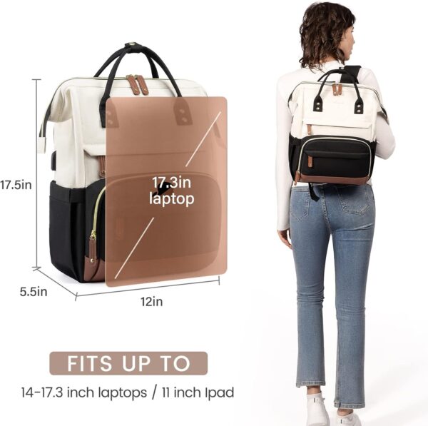 LOVEVOOK Laptop Backpack for Women, 17 Inch Work Business Backpacks Purse with USB Port, Large Capacity Nurse Bag College Bookbag for School, Waterproof Casual Daypack for Travel - Image 7