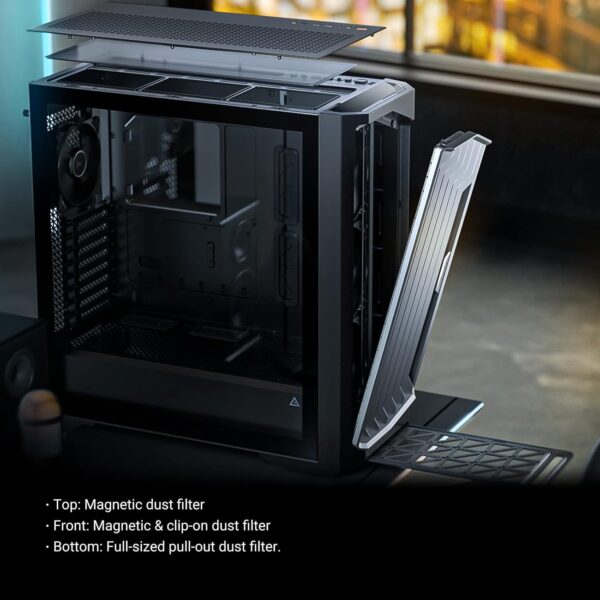 Antec Performance 1 FT, Full Tower, RTX40 Fully Compatible, Temp Display, 4 x Storm T3 PWM Fans, Type-C, Dual TG Side Panels, Removable Top Bracket, High Airflow Mesh Front Panel, E-ATX PC Gaming Case - Image 10