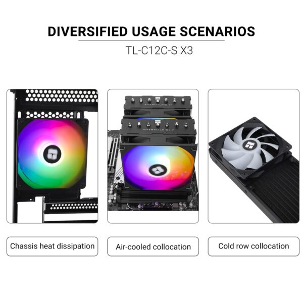 Thermalright TL-C12C-S X3 CPU Fan 120mm ARGB Case Cooler Fan, 4pin PWM Silent Computer Fan with S-FDB Bearing Included, up to 1500RPM Cooling Fan（3 Quantities） - Image 4