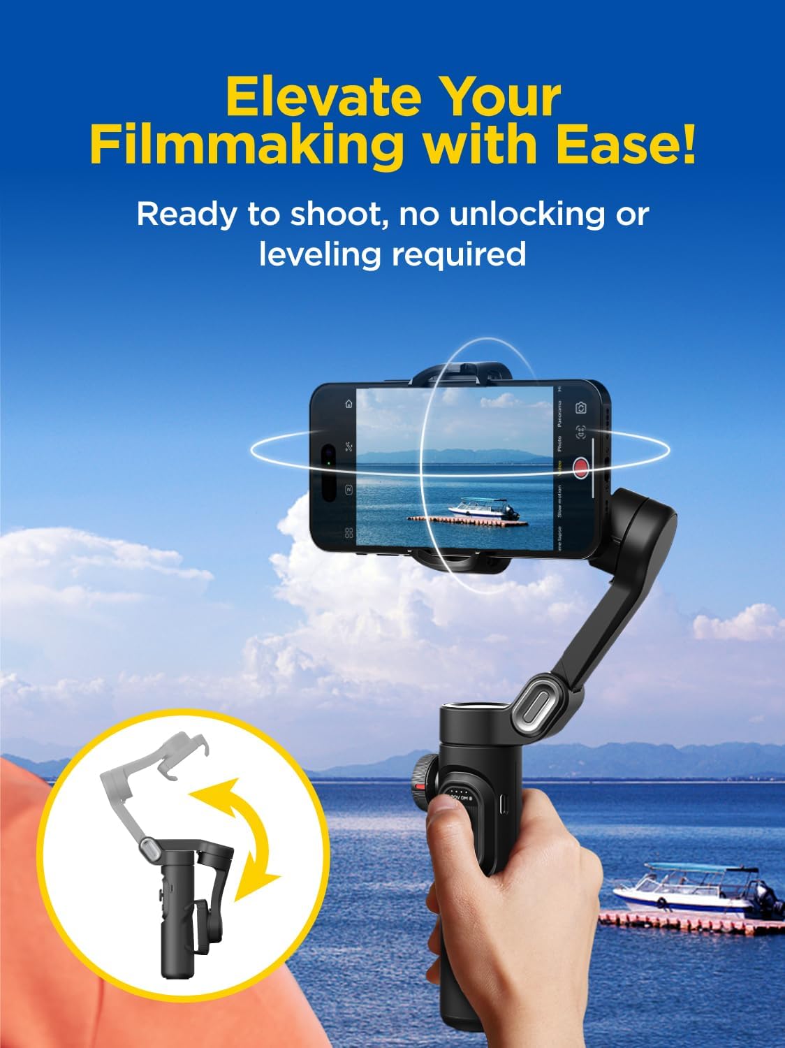 Gimbal Stabilizer for Smartphone, iPhone Gimbal w/Focus Wheel Face/Object Tracking Gimbal for iPhone 16 15 Pro Max/Android Foldable 3-Axis Handheld Phone Gimbal for Video Recording -Smart XE - Image 7