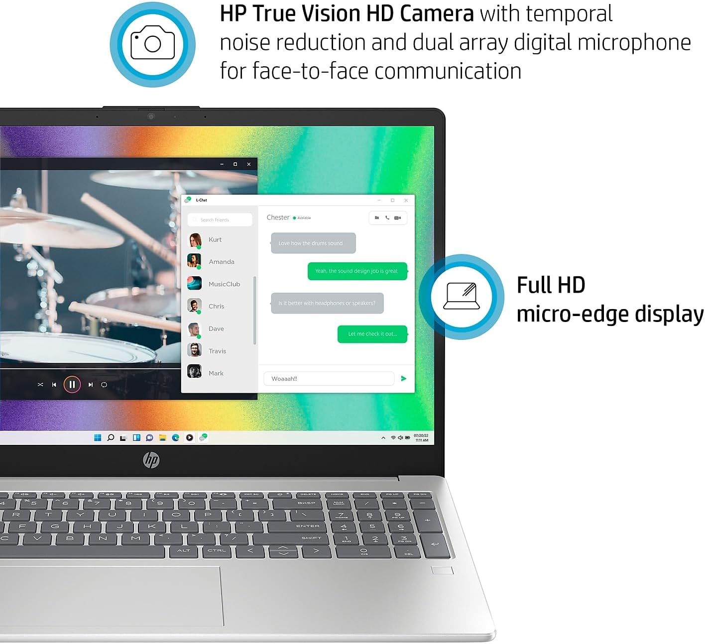 HP 15.6" Diagonal Full HD (1920 x 1080) Laptop, 11th Gen Intel Core i5-1135G7 Processor, 8GB DDR4 RAM, 256GB SSD, 802.11ac, Bluetooth, HDMI, Windows 11 - Image 4
