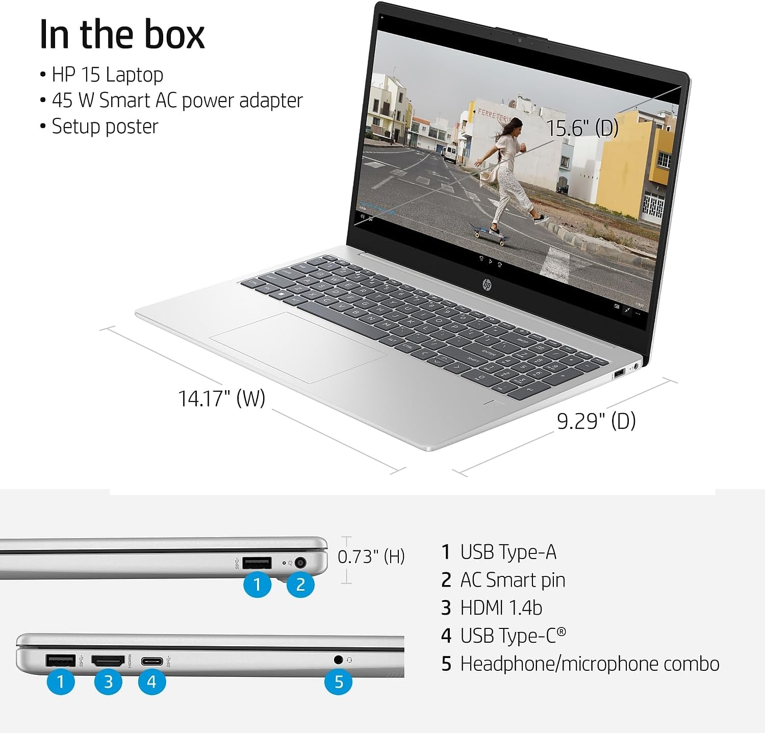 HP 15.6" Diagonal Full HD (1920 x 1080) Laptop, 11th Gen Intel Core i5-1135G7 Processor, 8GB DDR4 RAM, 256GB SSD, 802.11ac, Bluetooth, HDMI, Windows 11 - Image 6