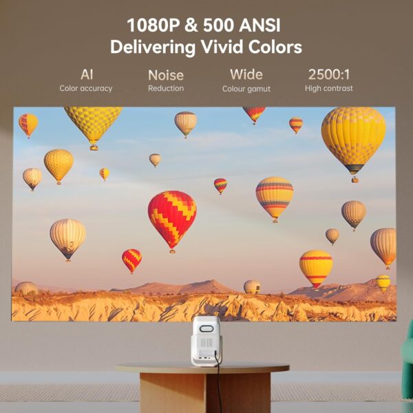 [Android TV 11.0 & 1080P Native] Wanbo T2 Ultra Projector with WiFi and Bluetooth, 120° Rotatable Projector Auto Focus, Home Outdoor Movie Proyector, 500 ANSI Smart Projector with Netflix & 5000+ Apps - Image 4
