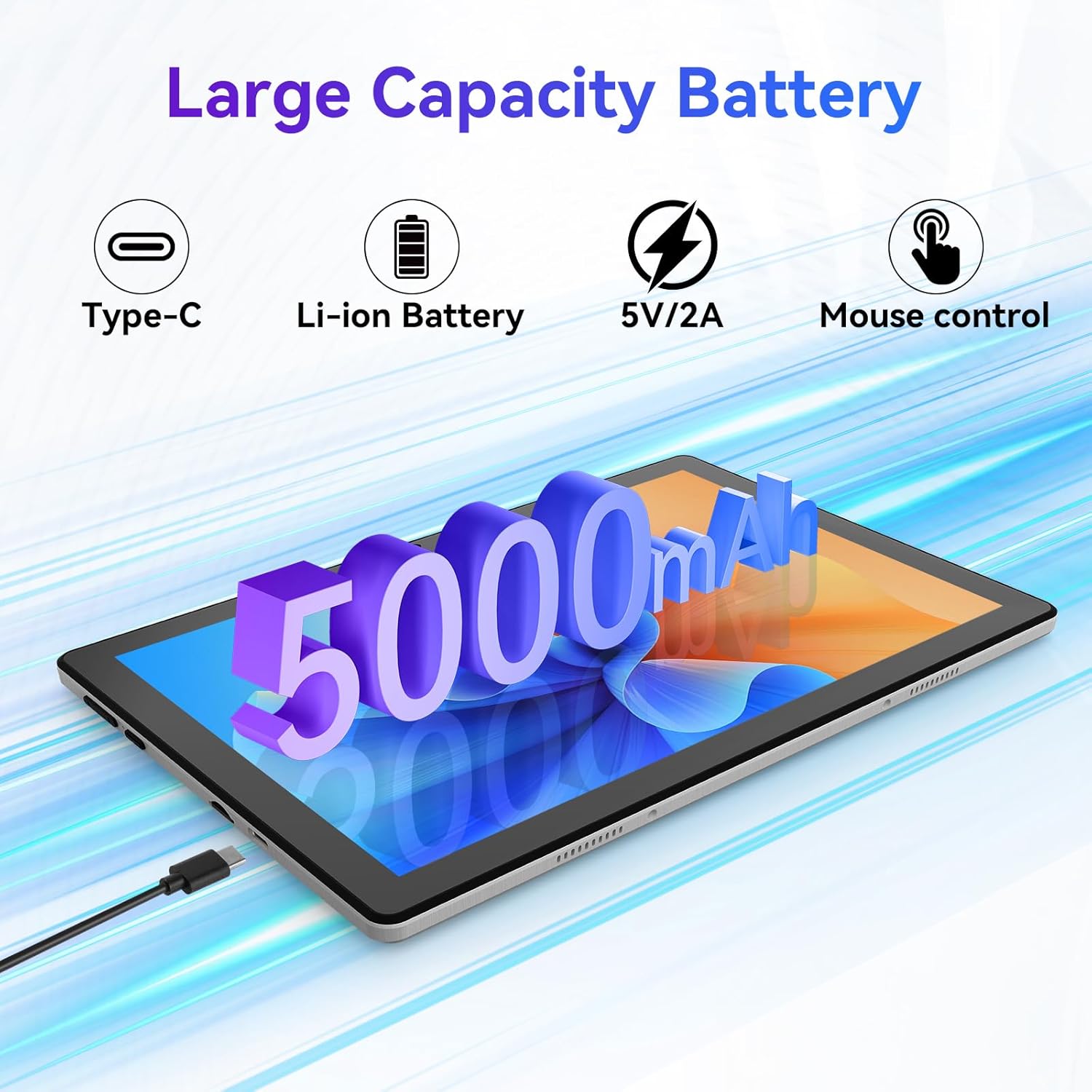 Android 14 Tablet, Octa-Core 10 inch Tablet, 10GB RAM+64GB ROM (Expand to 1TB), Android Tablet with Bluetooth 5.3, WiFi 6, 5MP+8MP Dual Camera, Face ID, 4G Dongle Wireless Internet (Black) - Image 6