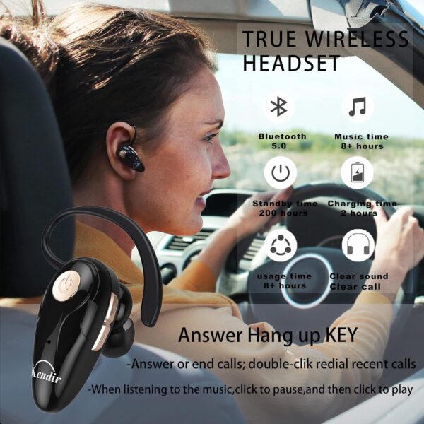 Bluetooth Headset, V5.0 Ultralight Wireless Headphone Cell Phone Earpiece with Mic Headsetcase,Volume Control, Handsfree Earbud,Compatible with Android/iPhone/Smartphones/Laptop - Image 7