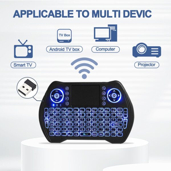 EASYTONE Backlit Mini Wireless Keyboard with Touchpad Mouse Combo Remote Control with Rechargeable Li-ion Battery and Multimedia Keys for Android TV Box HTPC PS3 Smart TV PC X-Box Linux Windows MacOS - Image 4