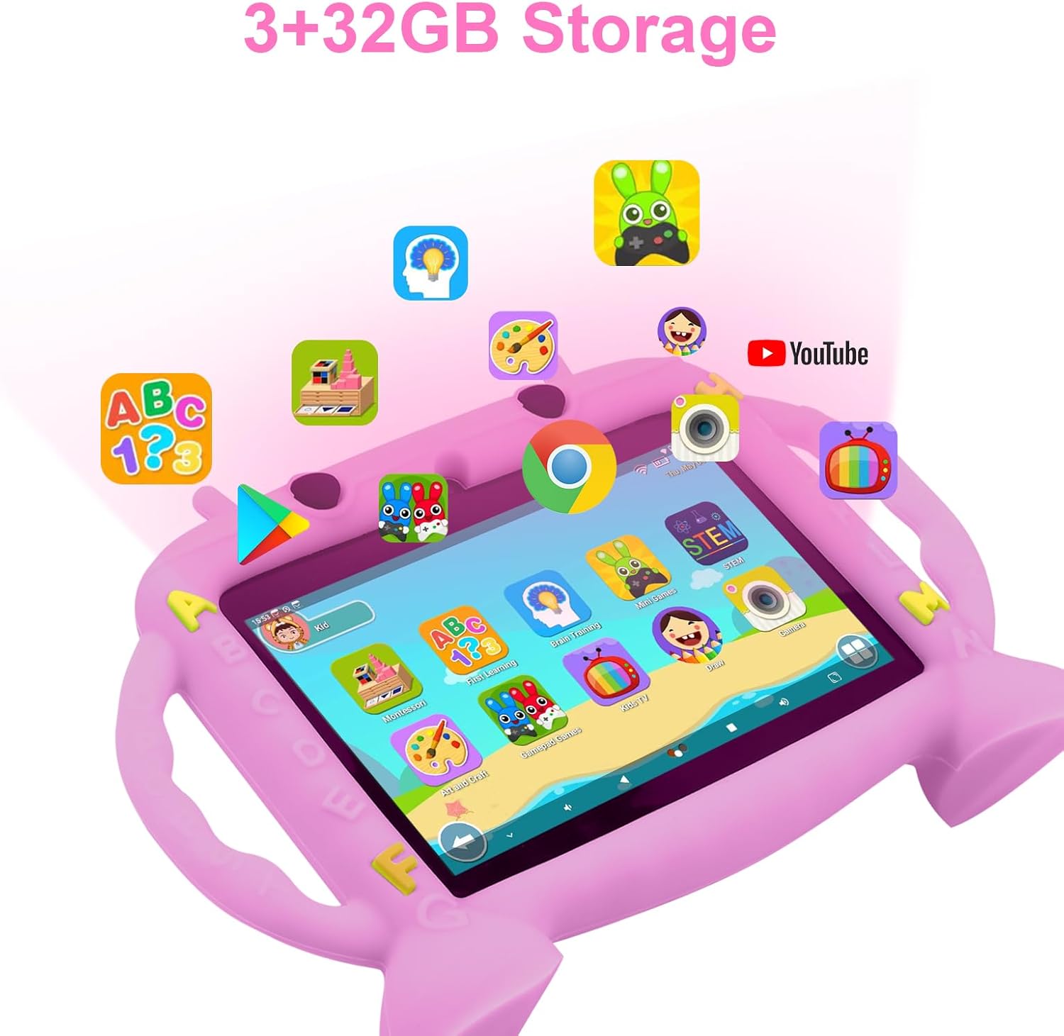 Kids Tablet, 7 inch Tablet for Kids 2-10, Educational Learning Toddler Tablet Android 11, 3GB RAM+32GB ROM Storage, Google Play YouTube - Image 4