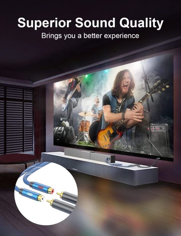 EMK RCA Extension Cable, 2RCA Adapter RCA Male to RCA Female (L/R) Stereo Audio Extender Cord for Home Theater/Television/Sound bar/Blu-ray Player/Amplifiers/Speaker/Hi-Fi Systems(5ft/1.5m) - Image 7