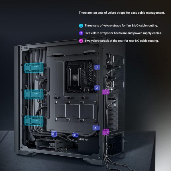 Antec Performance 1 FT, Full Tower, RTX40 Fully Compatible, Temp Display, 4 x Storm T3 PWM Fans, Type-C, Dual TG Side Panels, Removable Top Bracket, High Airflow Mesh Front Panel, E-ATX PC Gaming Case - Image 8