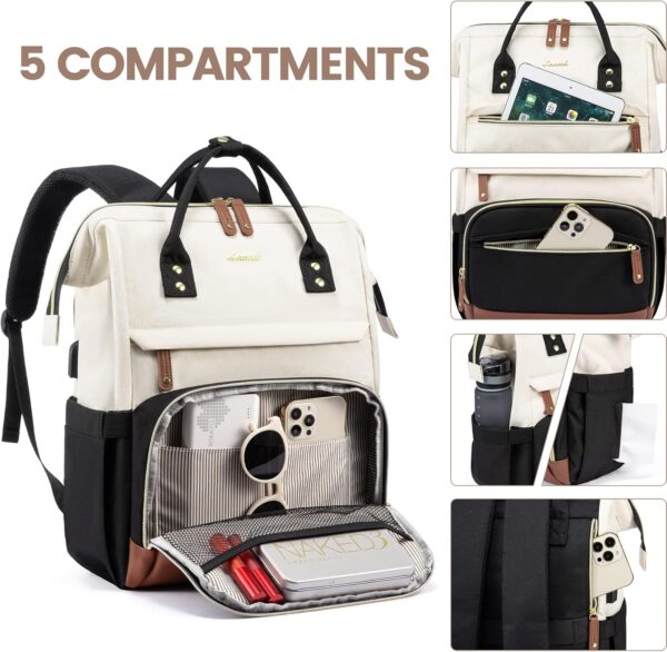 LOVEVOOK Laptop Backpack for Women, 17 Inch Work Business Backpacks Purse with USB Port, Large Capacity Nurse Bag College Bookbag for School, Waterproof Casual Daypack for Travel - Image 3