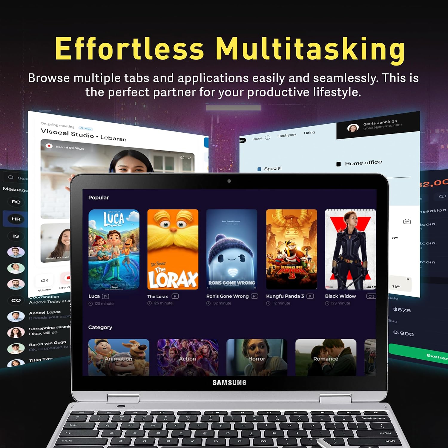 SAMSUNG 12.2" FHD 2-in-1 Touchscreen Chromebook Plus Laptop for Business&Students, Intel Dual-Core, 4GB RAM, 224GB Storage(64GB eMMC+160GB Docking Station Set), Stylus Pen, Wireless Mouse, Silver - Image 6