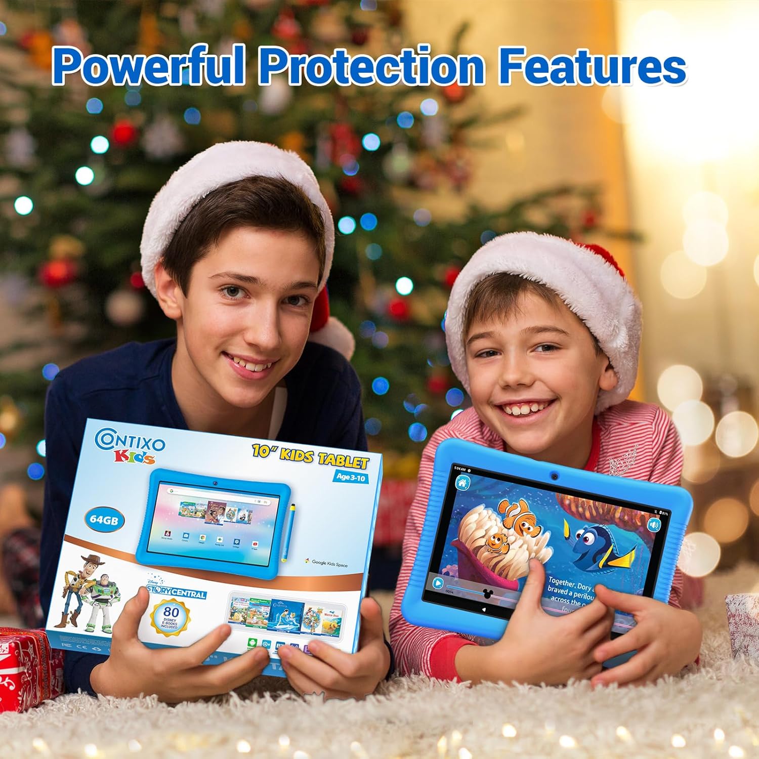 Contixo 10" Android Kids Tablet 32GB, Includes 80+ Disney Storybooks & Stickers, Parental Controls, Kid-Proof Case with Kickstand & Stylus, (2024 Model) - Blue - Image 7