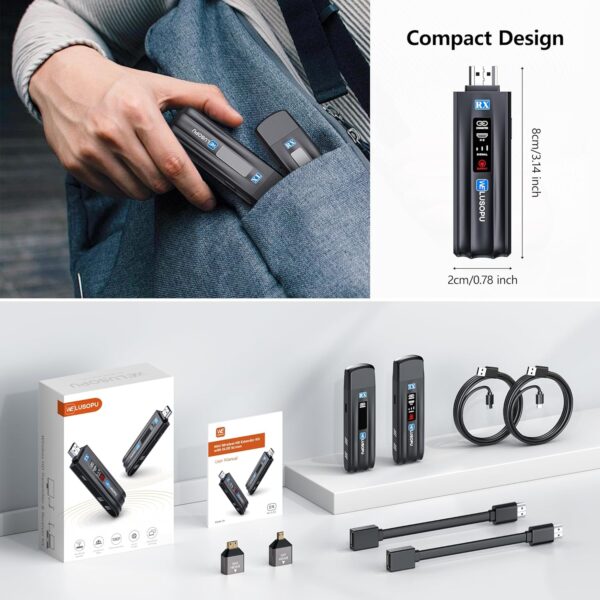 Wireless HDMI Transmitter and Receiver with LED Display, HDMI Wireless Extender 1080P@60Hz, 2.4/5G, 165FT Range for Laptop PC Camcorder TV Box to TV Monitor Projector for Home Church Office - Image 8