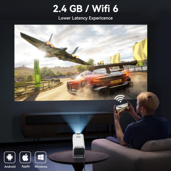 【Build-in Android TV 11.0】Mini Projector with WiFi and Bluetooth,180° Adjustable Portable Projector 1080P Support,150" 4K Smart Projector Auto Keystone Home Projector for HDMI/TV Stick/USB/PS5/Laptop - Image 4