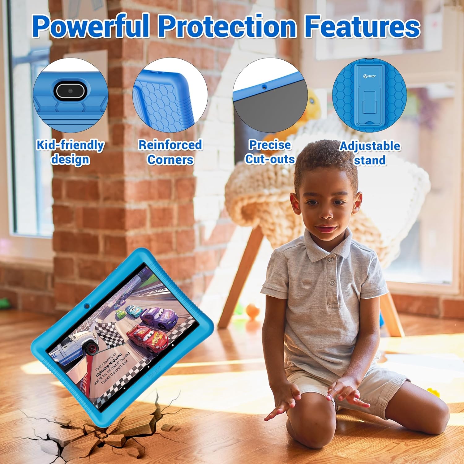 Contixo 10" Android Kids Tablet 32GB, Includes 80+ Disney Storybooks & Stickers, Parental Controls, Kid-Proof Case with Kickstand & Stylus, (2024 Model) - Blue - Image 6