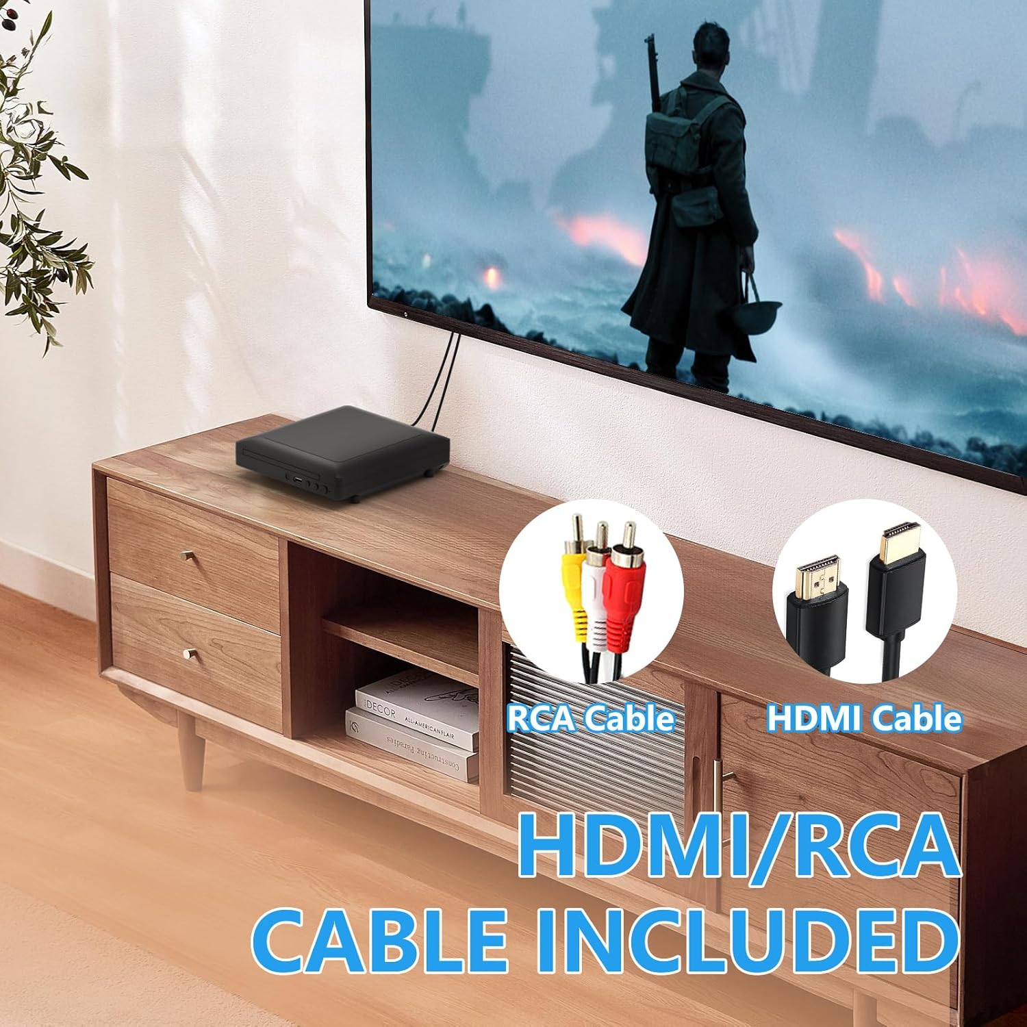 Ceihoit Mini HD DVD Player, CD Players for Home, DVD Players for TV, HDMI and RCA Cable Included, Up-Convert to HD 1080p, All Region, Breakpoint Memory, Built-in PAL/NTSC, USB 2.0 - Image 6