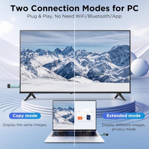Wireless Hdmi Transmitter and Receiver, Wireless HD Extender Plug & Play Portable 2.4G/5G with LED Screen Wireless Hdmi Kit for Streaming Video and Audio to Monitor from Laptop/Pc/Tv Box/Projector - Image 4