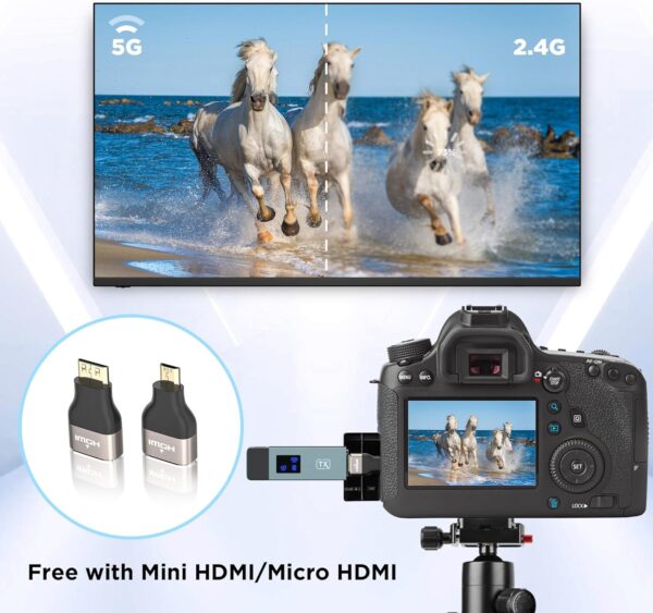 Wireless Hdmi Transmitter and Receiver, Wireless HD Extender Plug & Play Portable 2.4G/5G with LED Screen Wireless Hdmi Kit for Streaming Video and Audio to Monitor from Laptop/Pc/Tv Box/Projector - Image 7