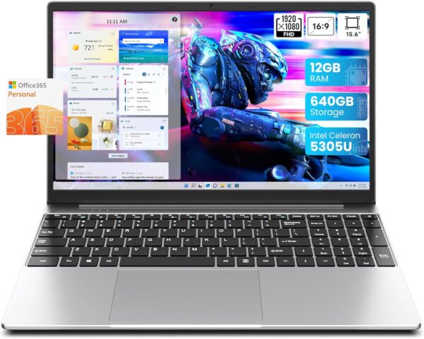jumper Laptop, 12GB RAM 640GB ROM, 5305U Processor, 15.6 Inch Computer, FHD IPS Screen, 38Wh Battery, 2 Stereo Speakers, USB3.0 * 2, HDMI.