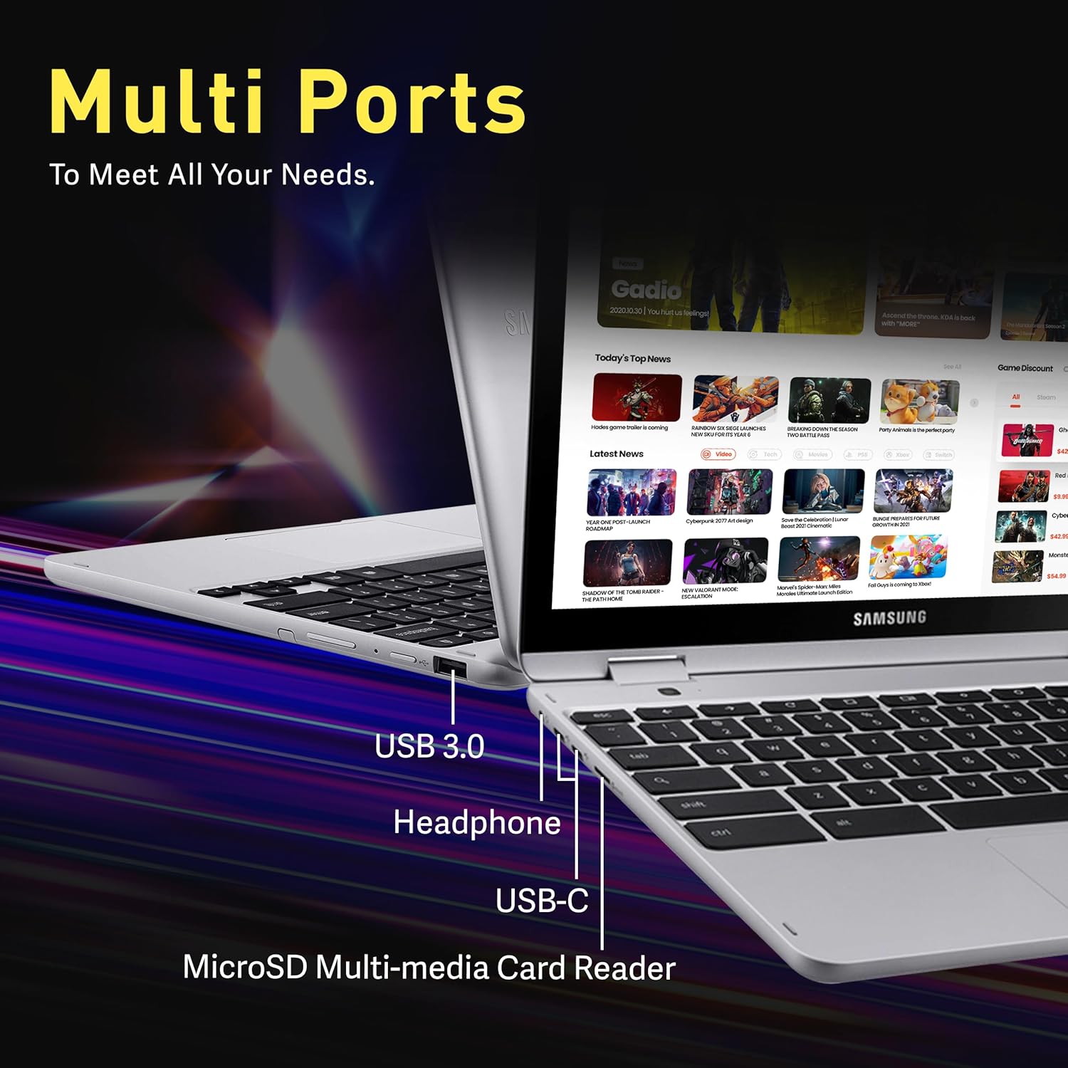 SAMSUNG 12.2" FHD 2-in-1 Touchscreen Chromebook Plus Laptop for Business&Students, Intel Dual-Core, 4GB RAM, 224GB Storage(64GB eMMC+160GB Docking Station Set), Stylus Pen, Wireless Mouse, Silver - Image 9