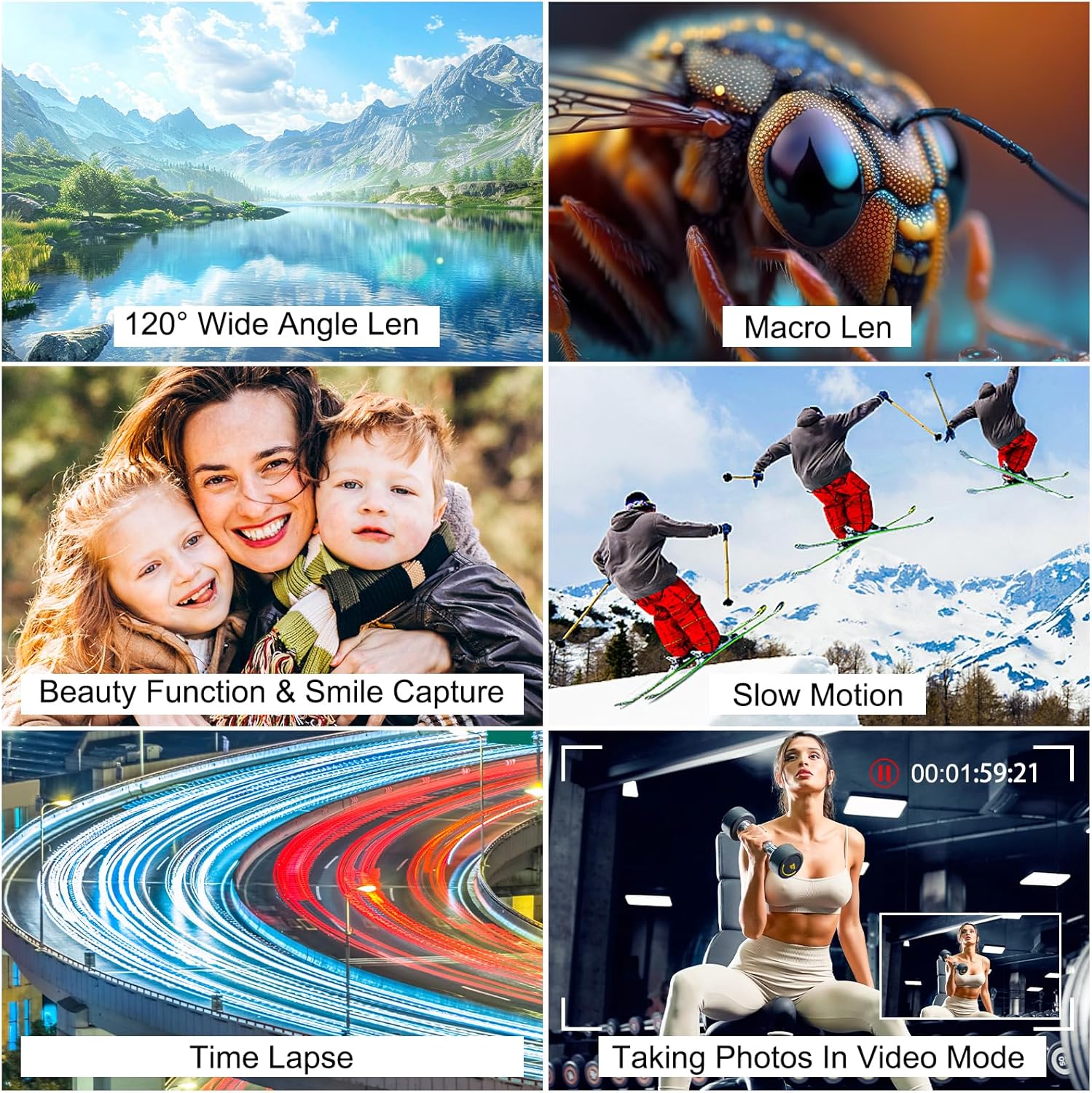 4K Digital Camera for Photography, WiFi Autofocus 64MP Vlogging Camera for YouTube with Super Wide-Angle & Macro Lens, 3" 180° Flip Screen, Video Compact Travel Camera for Beginner, Black - Image 6